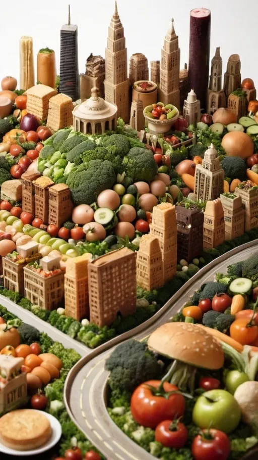 Prompt: City made of food  