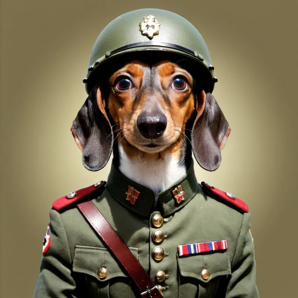 Prompt: Dachshund soldier