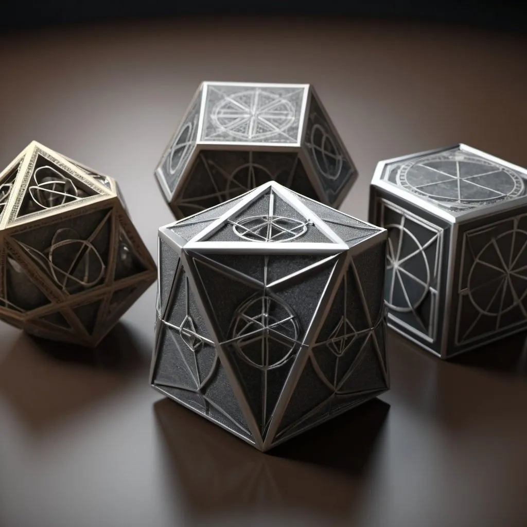 Prompt: Platonic solids. 8K.UHD. photorealistic. Super detailed. 