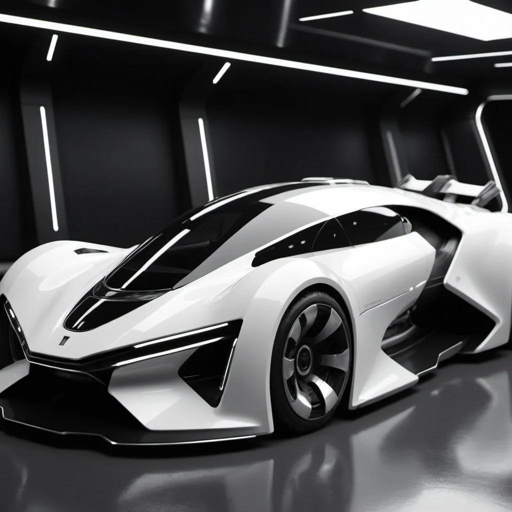 Prompt: 8K. UHD. Super detailed. Futuristic vehicle. Black and white. 