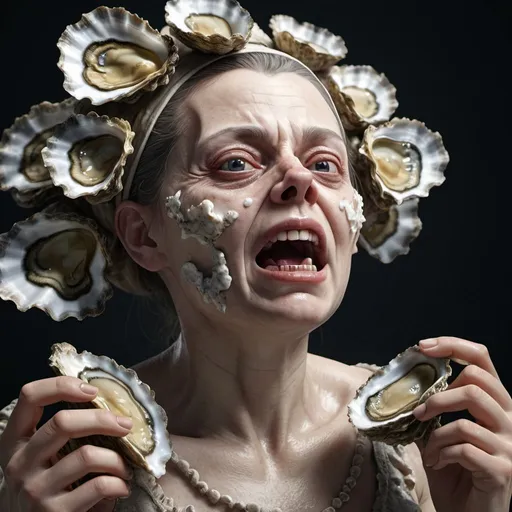Prompt: Grotesque oyster woman. Full body. 8K. UHD. photorealistic. Super detailed. 