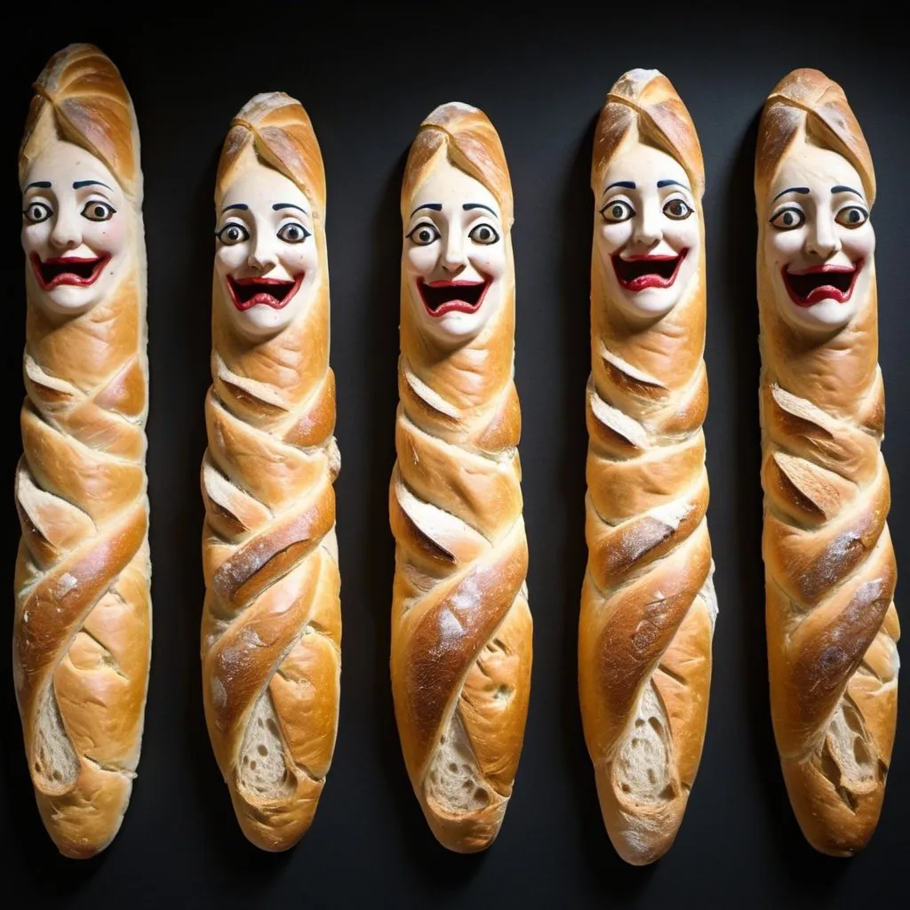 Prompt: Grotesque baguette women