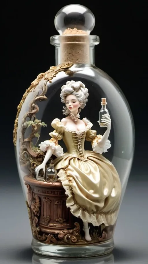 Prompt: Rococo woman in bottle 