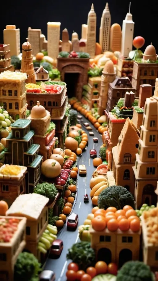 Prompt: City made of food  