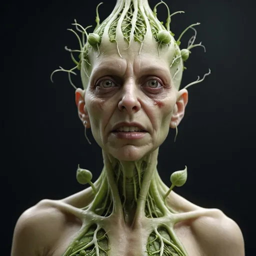 Prompt: Grotesque sprout woman. 8K. UHD. Photorealistic. Super detailed. 