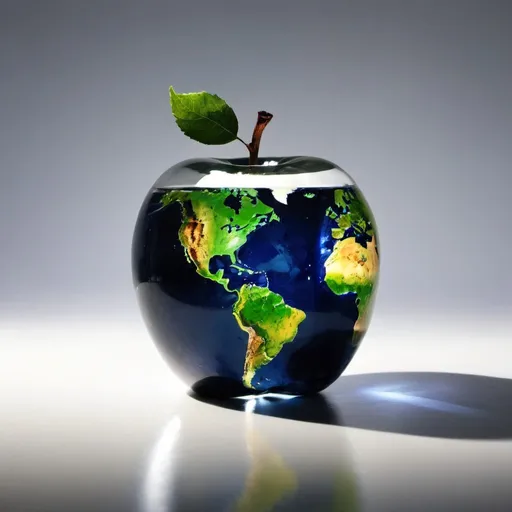 Prompt: Earth inside glass apple