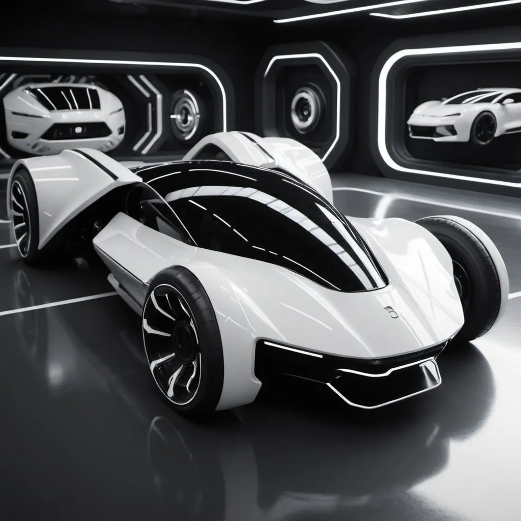 Prompt: 8K. UHD. Super detailed. Futuristic vehicle. Black and white. 