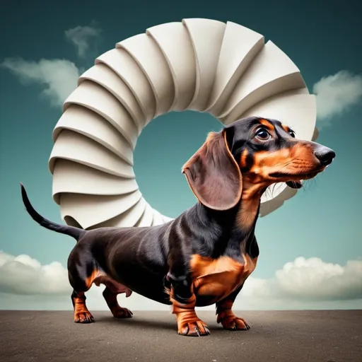 Prompt: Surreal spiral dachshund. Surrealism 