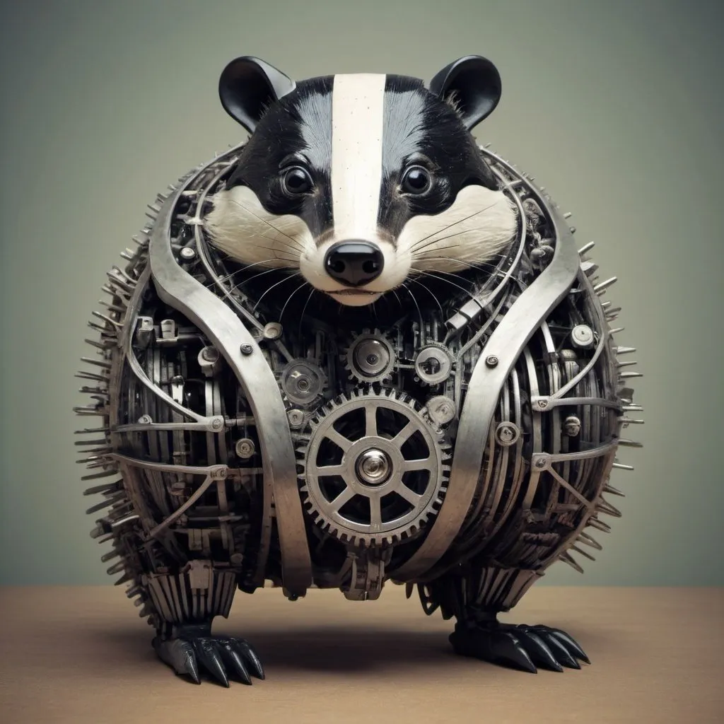 Prompt: Surreal mechanical badger