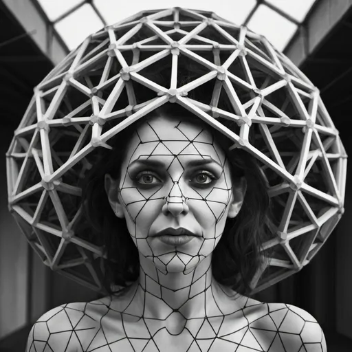 Prompt: Grotesque geodesic woman