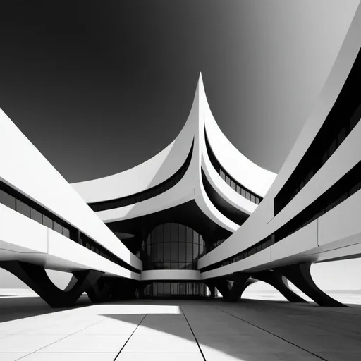 Prompt: Futuristic abstract architecture. UHD. Black and white 