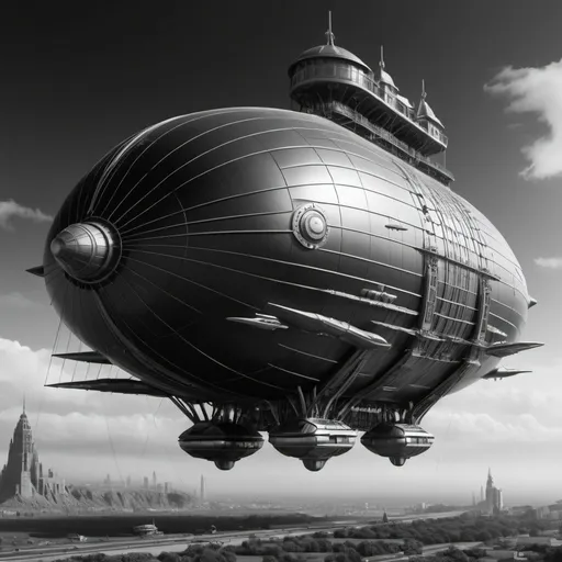 Prompt: 8K. UHD. Super detailed. Futuristic airship. Black and white
