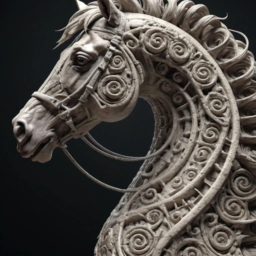 Prompt: Grotesque spiral horse. 8K. UHD. Photorealistic. Super detailed. 