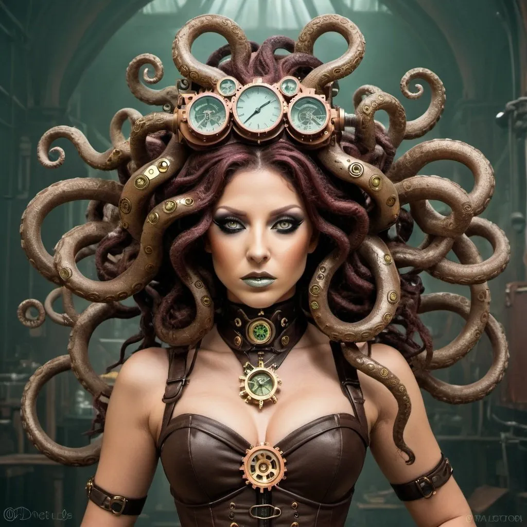 Prompt: Steampunk medusa