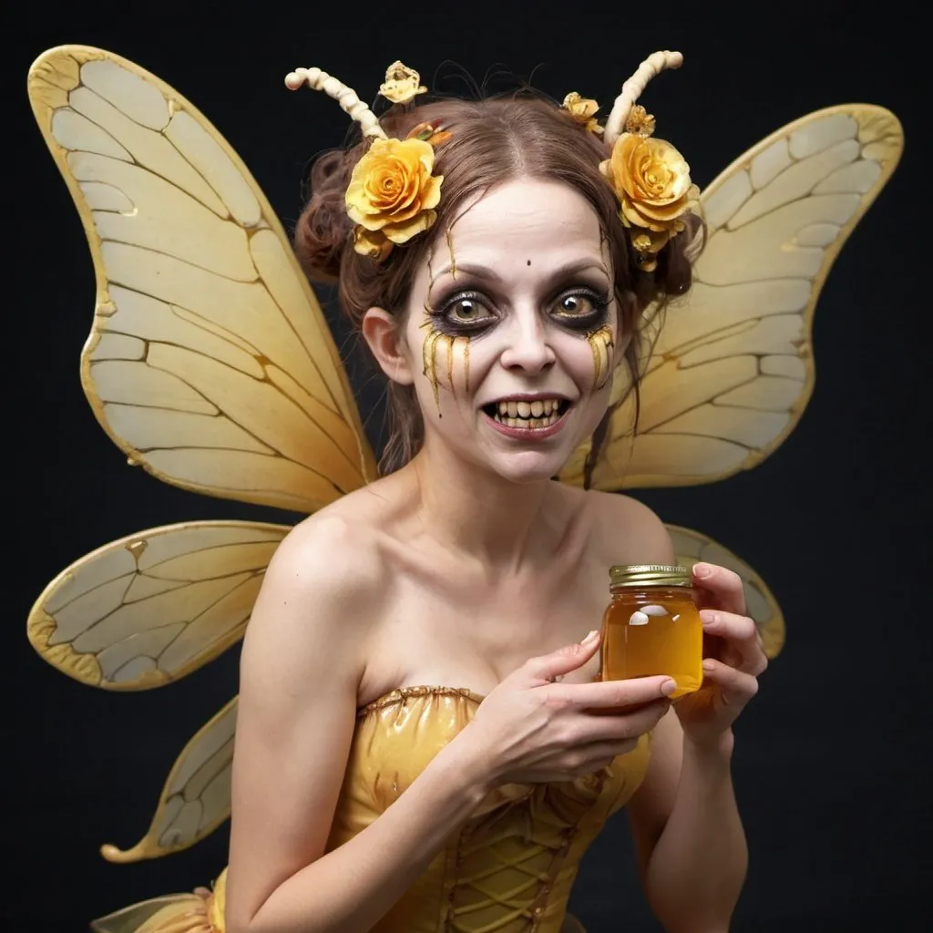 Prompt: Grotesque honey fairy