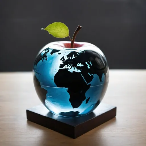 Prompt: Earth inside glass apple