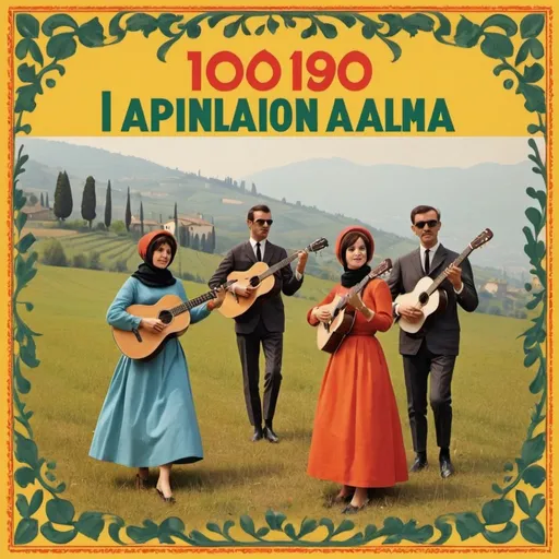 Prompt: Album cover in style of 1960s Italian folk music