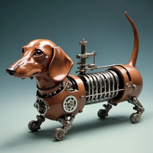 Prompt: Surreal mechanical dachshund 