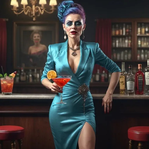 Prompt: Grotesque cocktail woman. Full body. Full length. 8K. HDR. UHD. Photorealistic 