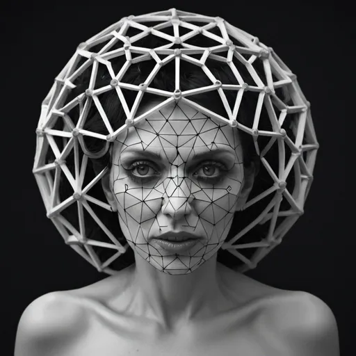 Prompt: Grotesque geodesic woman