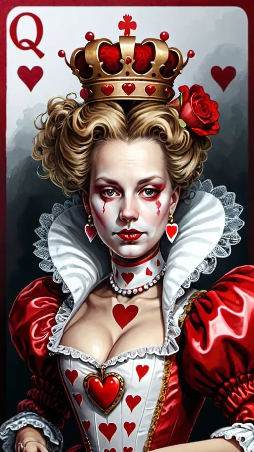 Prompt: Queen of Hearts. Roccoco 
