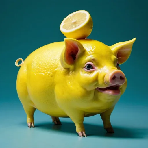 Prompt: Surreal lemon pig. 