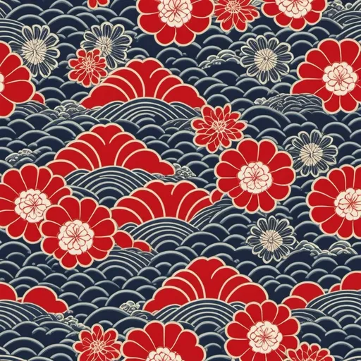 Prompt: Design traditional Japanese textile pattern
