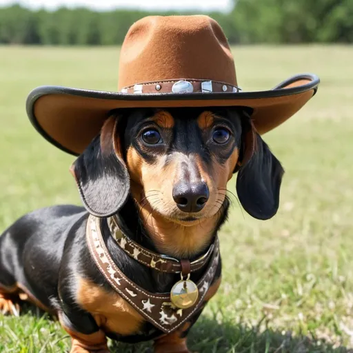 Prompt: Dachshund cowboy hat