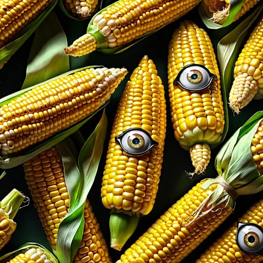 Prompt: Sweetcorn with eyes. Photorealistic 