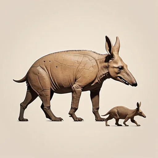 Prompt: Minimalist Aardvark and fossils. Illustrative 