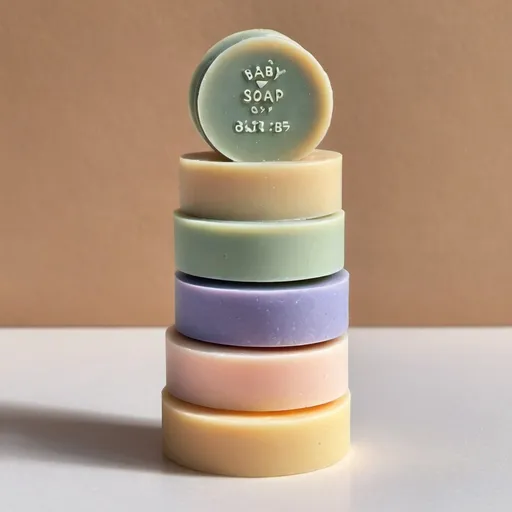 Prompt: baby soap bar stack creating card type round structure
