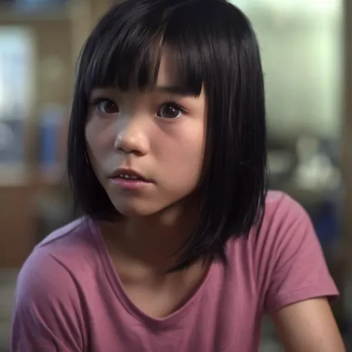 Prompt: Knives Chau

-Knives is a petite asian girl with a slim build. She has dark hair that in her first appearance is long and tied back into a ponytail, but later on is changed to a short bob hair cut. Knives dyes part of her hair red (blue in the movie), as a way to mimic Ramona's style and get Scott's attention. She sports this look up until the beginning of Volume 3, in which Lynette Guycott punches the highlights out of her hair (In the movie, however, it's Todd Ingram that does this).

She sports a variety of outfits throughout the books, with her most iconic being her battle outfit worn in Volume 2 that consists of a black sleeveless onepiece suit with black fingerless gloves and a striped scarf. This look is her default appearance in the game.