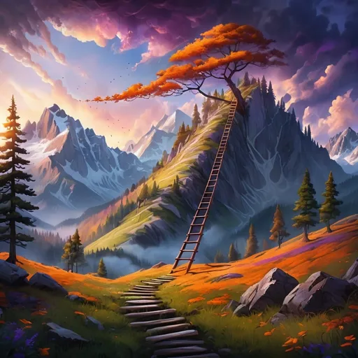 Prompt: Mountain & ladder