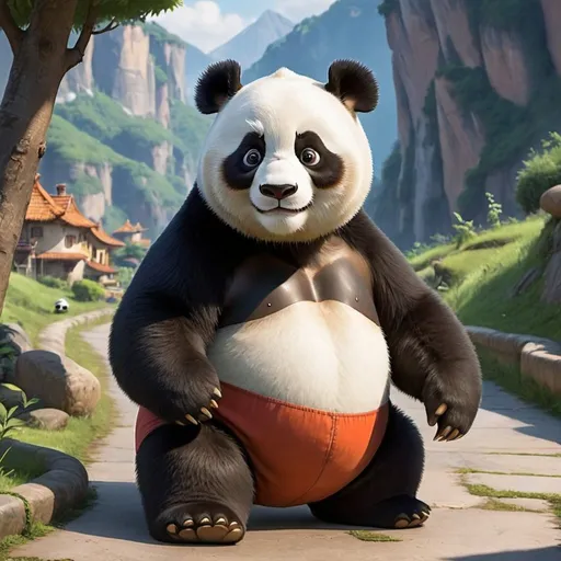Prompt: Il panda più felice in tutto il mondo stile pixar