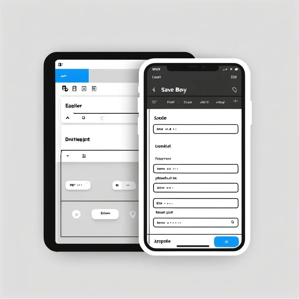 Prompt: wireframe design of power apps with left side gallery and right side 3 text box and in that top corner with save and add icon