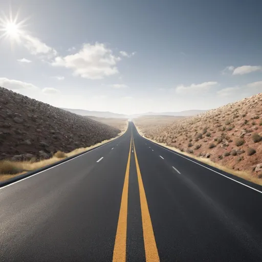 Prompt: photorealistic image of a never-ending road