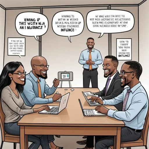 Prompt: winning with influence baltimore start up cartoon