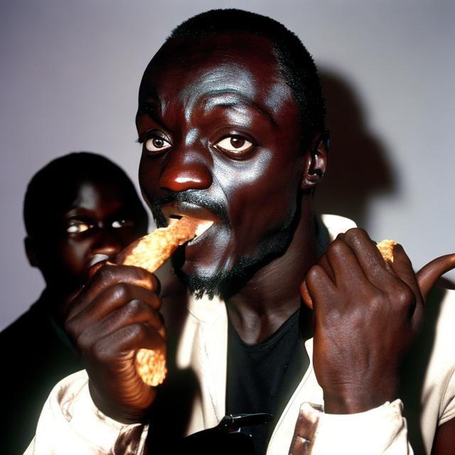 Prompt: akon eating human flesh 