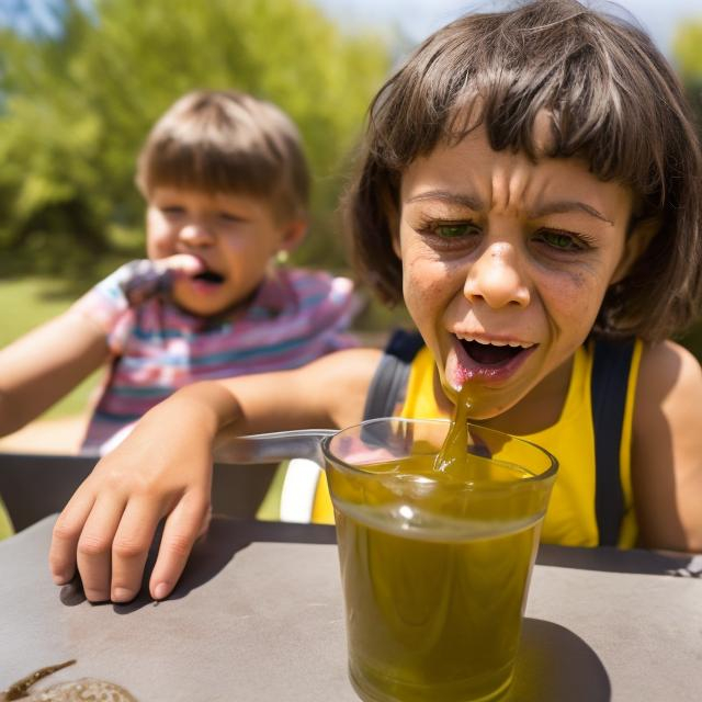 Prompt: dipping poop in delicious pee at the table
