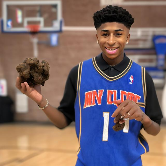 Prompt: nba youngboy holding a pile of poo in his hands