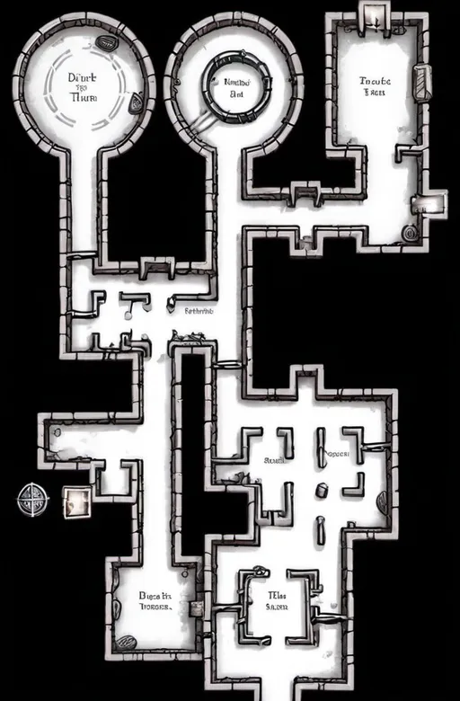 Prompt: A dark and labyrinthine dungeon with traps and treasures