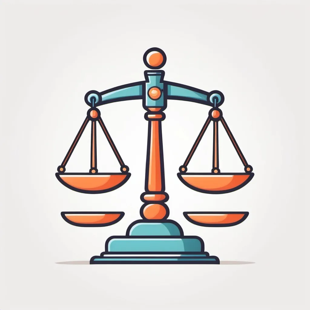 Prompt: Stylized cartoon 

A courtroom scale composed of two colors, with its components made up of various business icons.

mascot, vector flat logo, simple lines, cute cartoon illustration, white backdrop