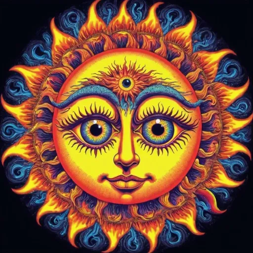 Prompt: trippy sun with one eye