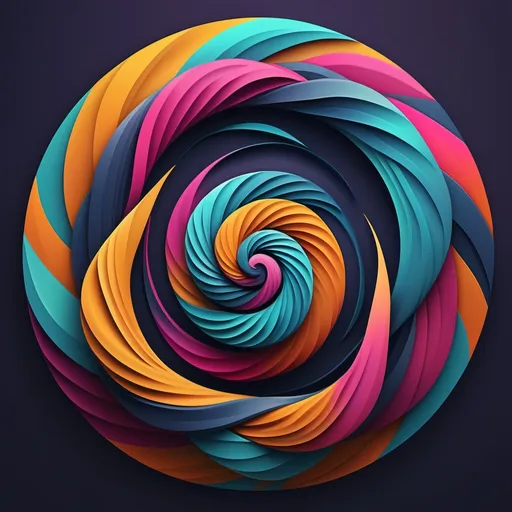 Prompt: (Logo design), (surrealism style), bold circular shape, 3D composition, vibrant color scheme, dynamic spiral knot patterns and textures filling the circle, visually striking elements, high-clarity, artistic appeal, (professional branding) ideal for a modern business, captivating and unforgettable design.