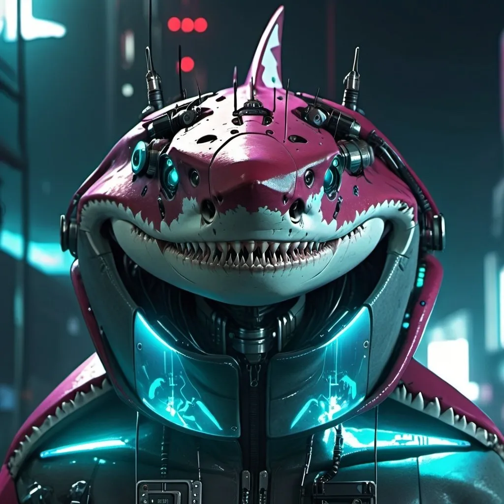 Prompt: shark Cyberpunk humanoid 4k