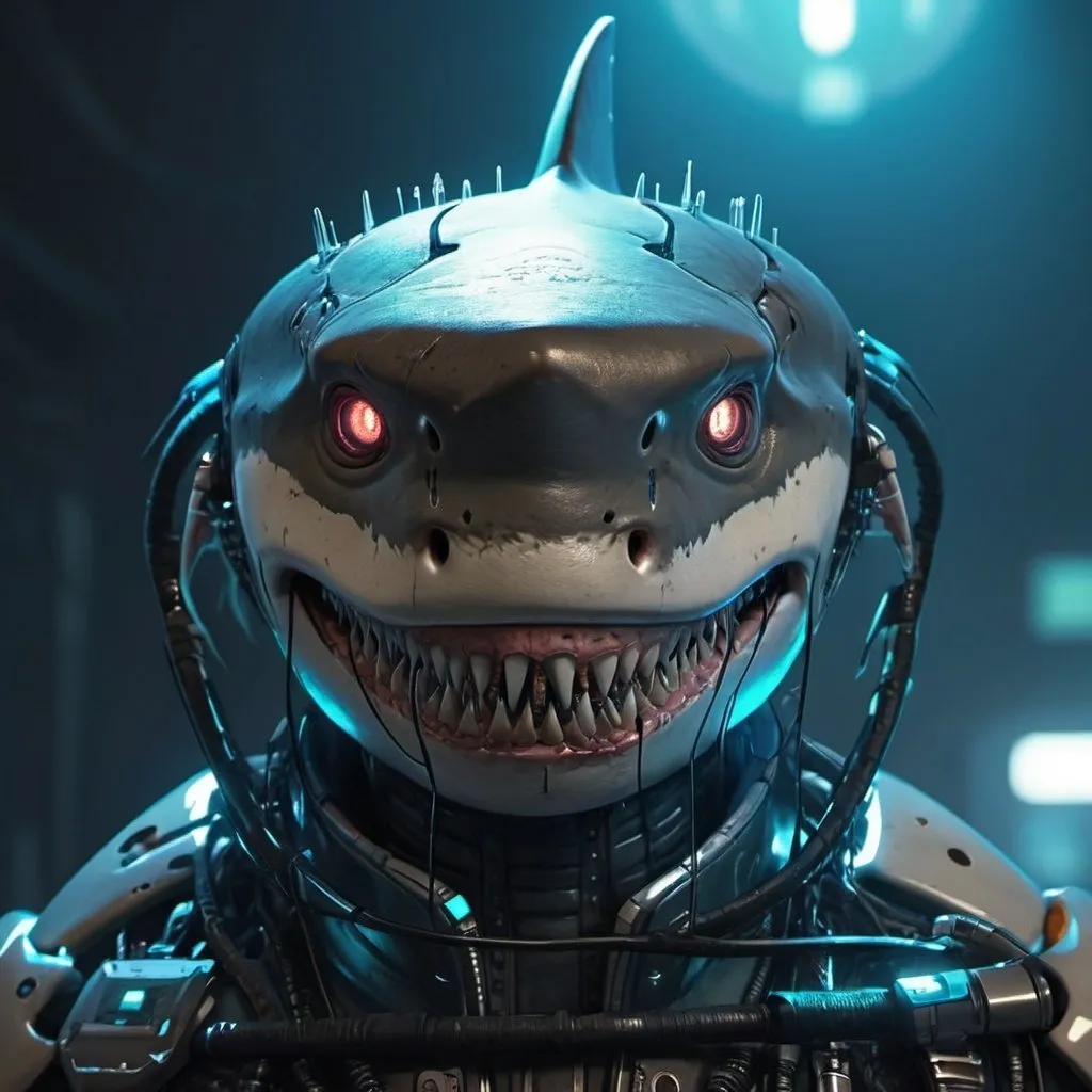 Prompt: shark Cyberpunk humanoid 4k