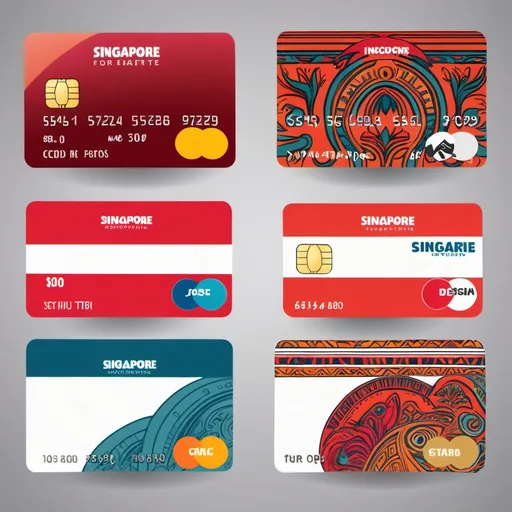Prompt: Create a design which incorporates unique traits and culture representations of Singapore and Peru. It is for a credit card design. Incoporate more colors if possible.