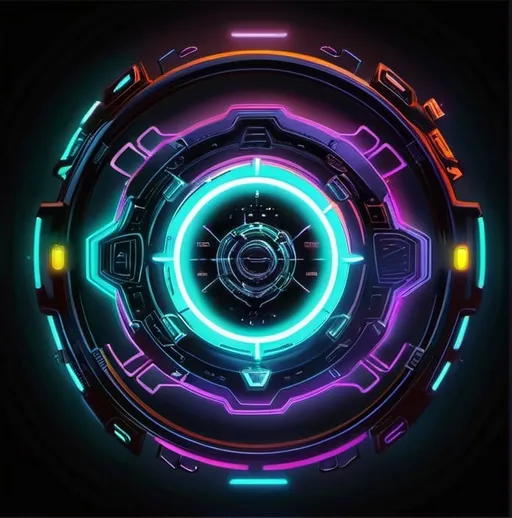 Prompt: A sci-fi album cover neon themed 
