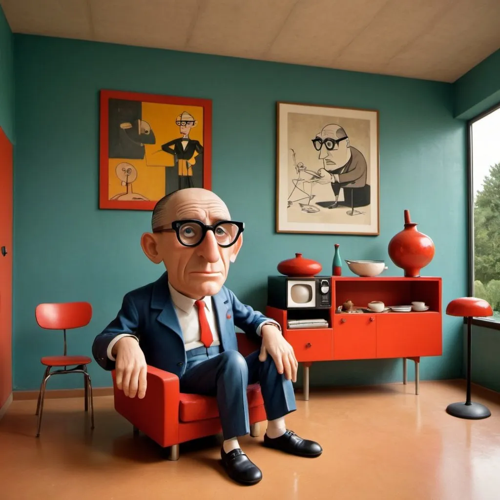 Prompt:  Le Corbusier, basado en estilo Pixar