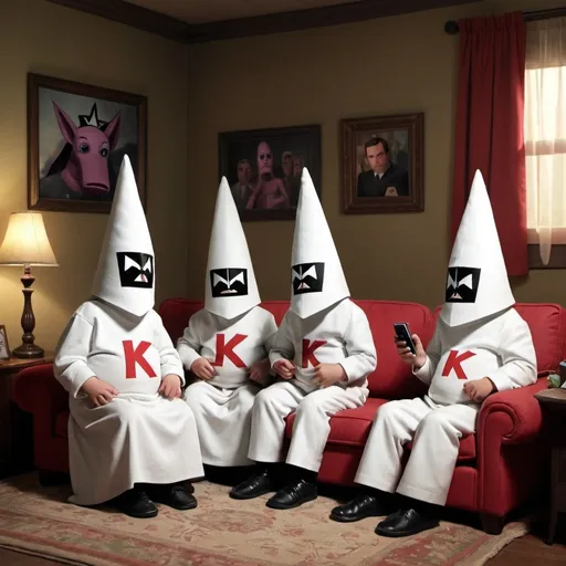 Prompt: The Ku Klux Klan watching tv the fairy odd parents